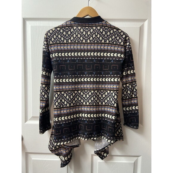 Carmela Sweater Womens Small Black Aztec Long Sleeved Open Front Knit Cardigan - Picture 2 of 10